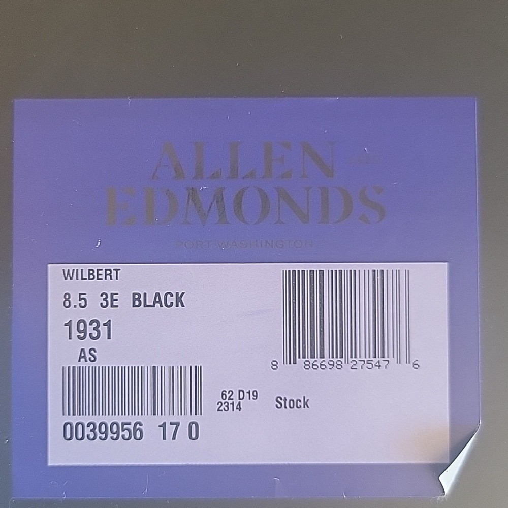 NEW 8.5 3E Allen Edmonds Black Wilbert Oxford Shoes - Picture 7 of 7